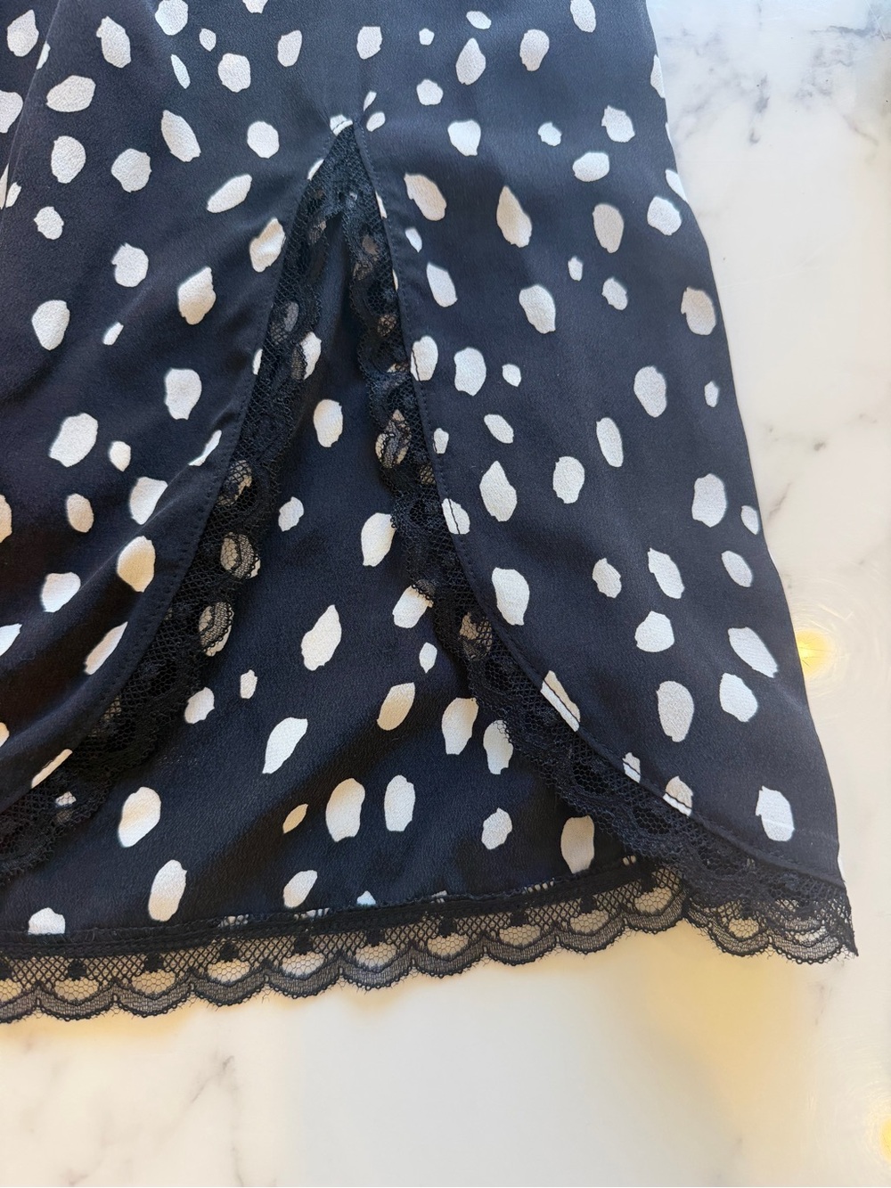 Cameo 100% Silk Lace Trim Black Knee Length Skirt - Picture 5 of 9